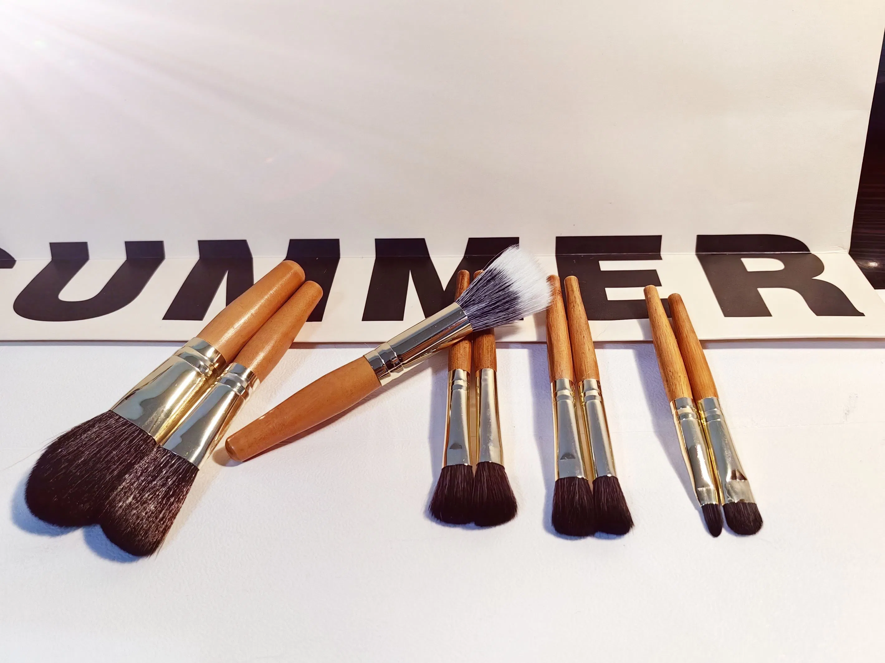 9-PC Set 2025 Fashion Mini Wood Handle Makeup Brush