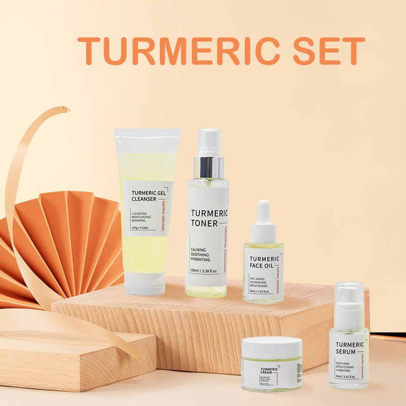 Aixin Cosmetics Turmeric Skin Care Private Label Whitening Anti-Wrinkle Skin Care Turmeric Set