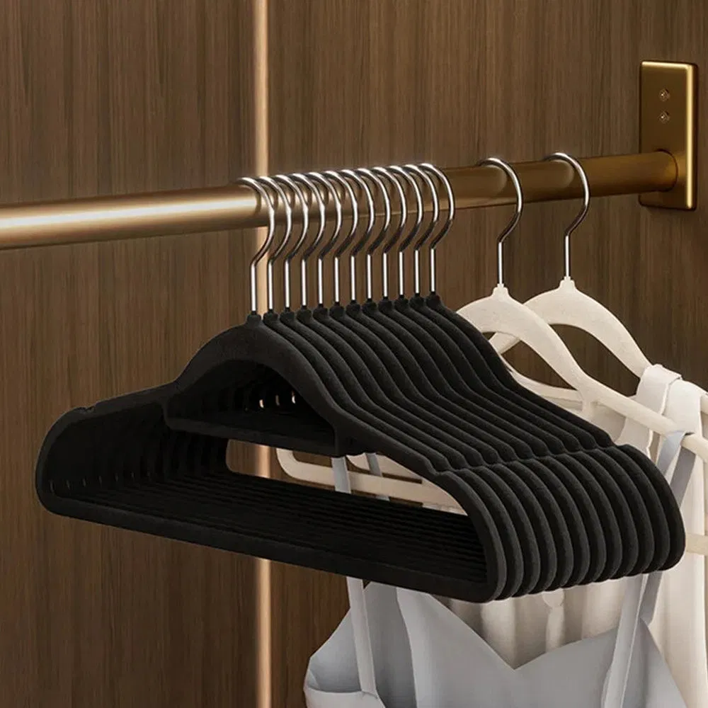 Вешалка для одежды флокированная антискользящая Colorfast RY19698