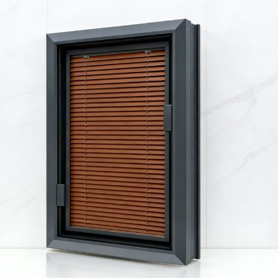 Sunshade Curtain with Built-in Hollow Venetian Blinds for Living Room and Bathroom