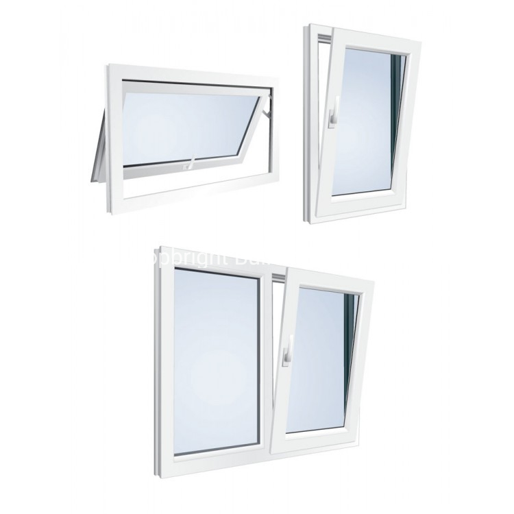 PVC/Upv Vinyl Tophung Window with Energy Saving with Tempered Clear Glass