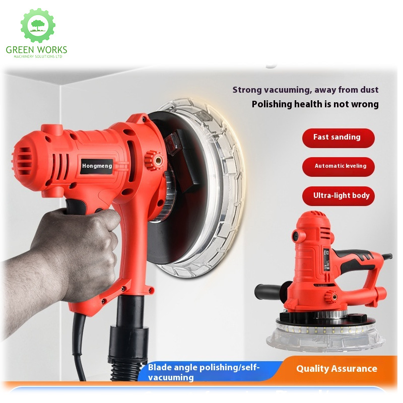 7-Inch Handheld Wall Grinder with LED, Dust-Free Sanding Polishing Machine for Putty and Drywall