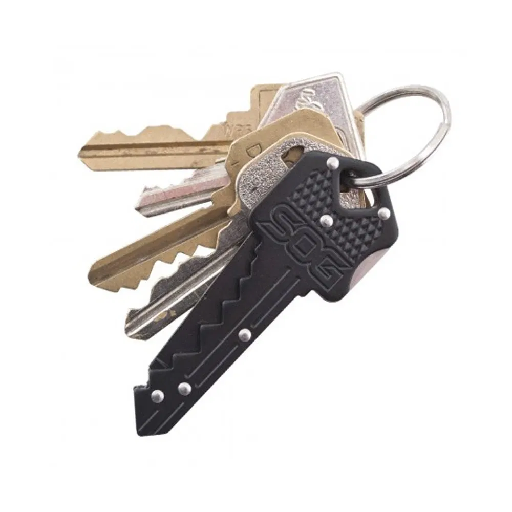 Sog Specialty Key Knives Straight Edge Hard Cased Black Finish Folding Knife