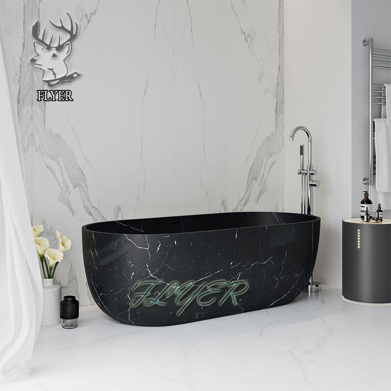 Wholesale Freestanding Black Stone Marble Bathtub for Sale