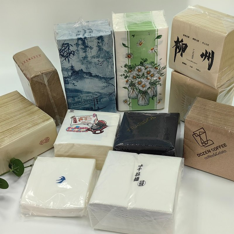 Customized Printable Logo Restaurants Bars Disposable Food Grade Napkin Paper Commercial