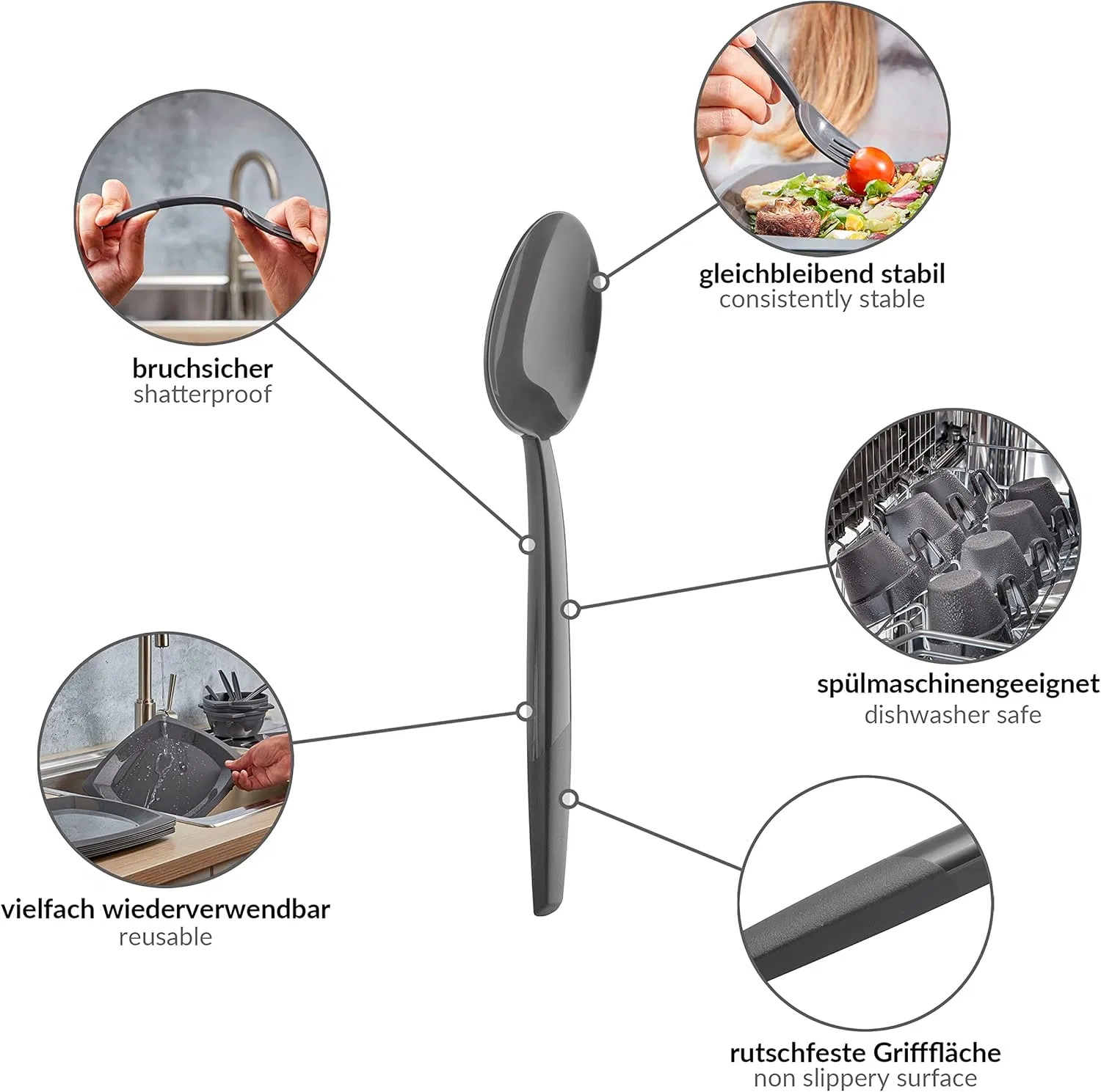 Wholesale OEM ODM Lightweight 100% Recyclable Dishwasher Safe Reusable Tablespoons