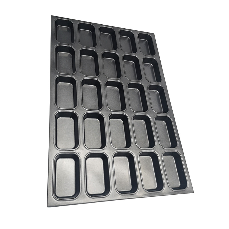 High Suger Food Silicone Non Stick Coated Aluminized Steel Rectangle Cupcake Pan Muffin Baking Pan with 25 Cavities
