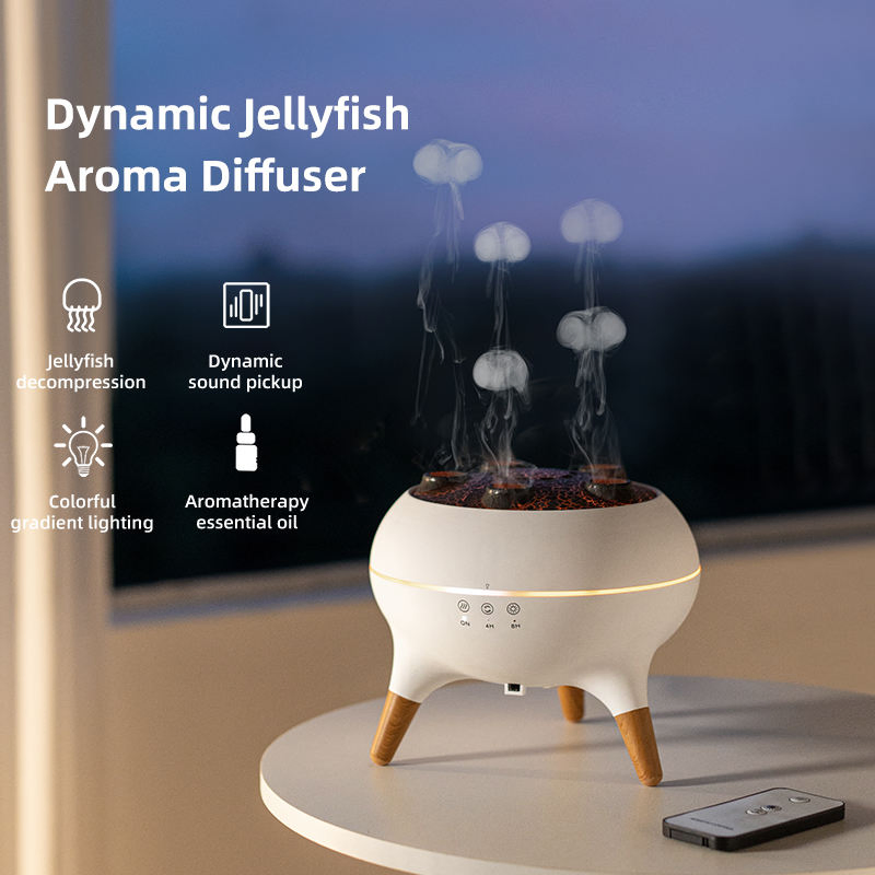 Innovation 2025 Ultrasonic Dynamic Jellyfish Oil Diffuser Automotive Aromatherapy Fireplace Humidifier