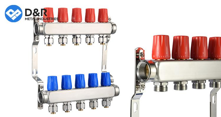 D&R Low Price OEM Stock Brass Hydronic Underfloor Heating Manifolds Mixer Stainless Steel Water Manifold Pump Set Compact with Pump for Floor Heating Systems