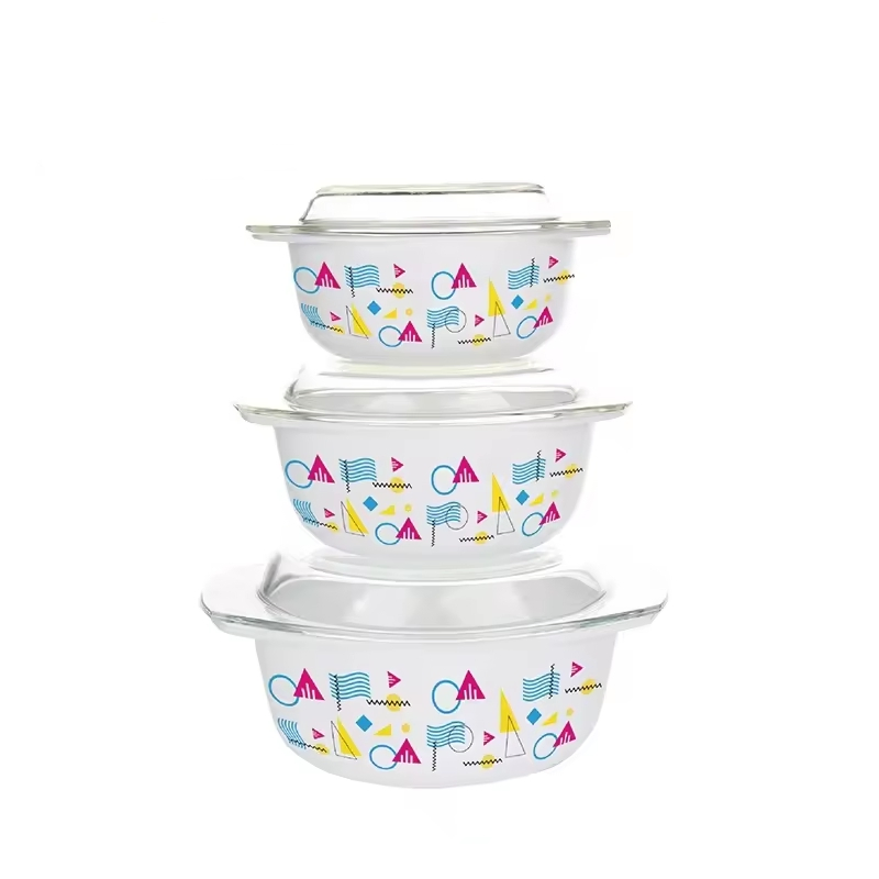 Heat Resistance Opal Glassware Tempered 3PCS Casserole Tableware Set