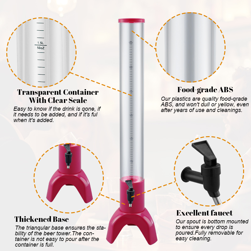 Daosheng Wholesale Drinking Beverage Liquor Juice Margarita Drink Tower Plastic Beer Tower Dispenser