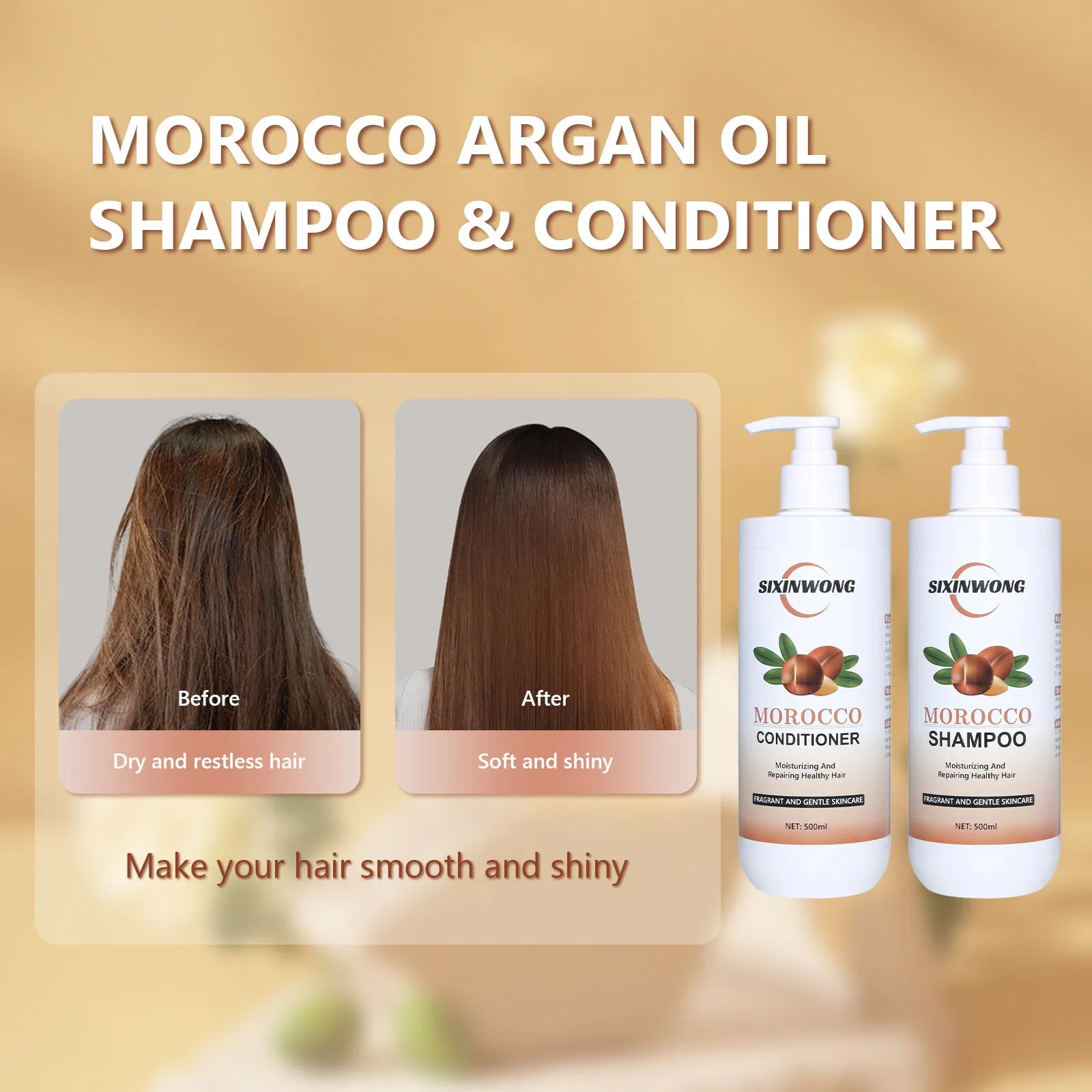 Beauty Cosmetics Morocco Natural Healthy Moisturizing Hair Without Greasy Conditioner Shampoo Set