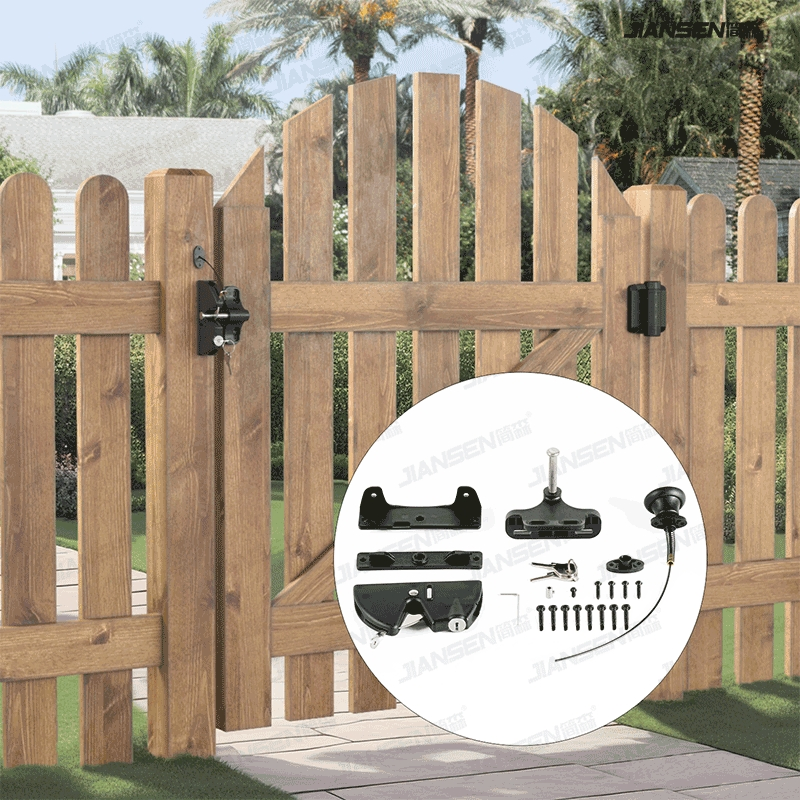 Nylon Gravity Gate Fence Lock Key Lockable Automatic Keyed