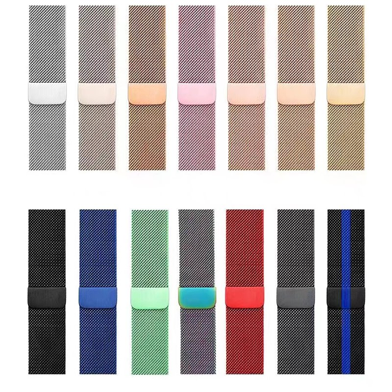 Customized Waterproof Lightweight Milanese Metal Stainless Watch Strap for Apple Watch Band 38-49mm Magnetic Absorption Solid Color Wrist Strap Bracele