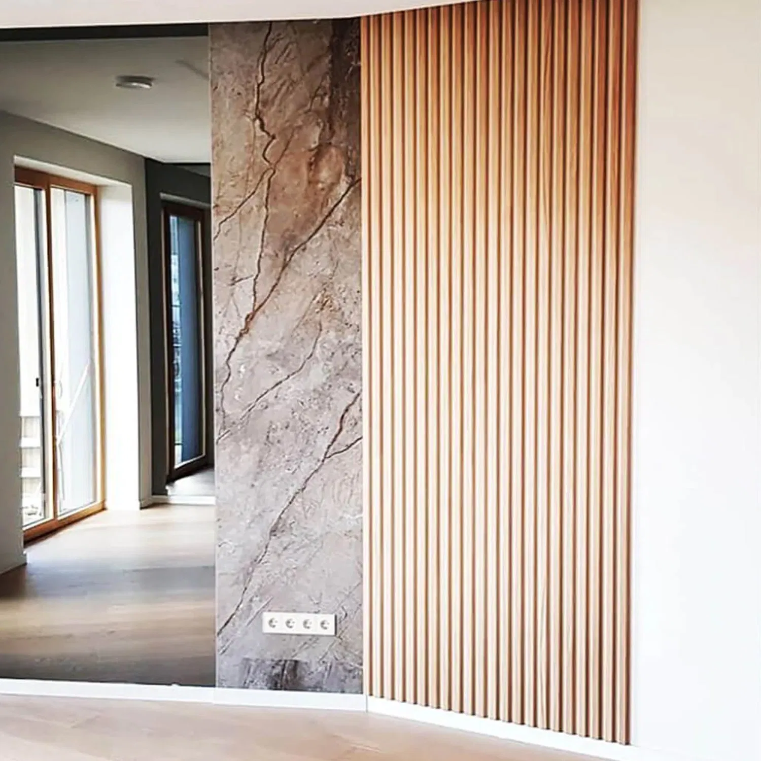 Oak Nature Rustic Wood Veneer Pet Felt Backing Slat Wall Panel Acoustic 240cm X 60cm Wood Wall Panel Suppliers