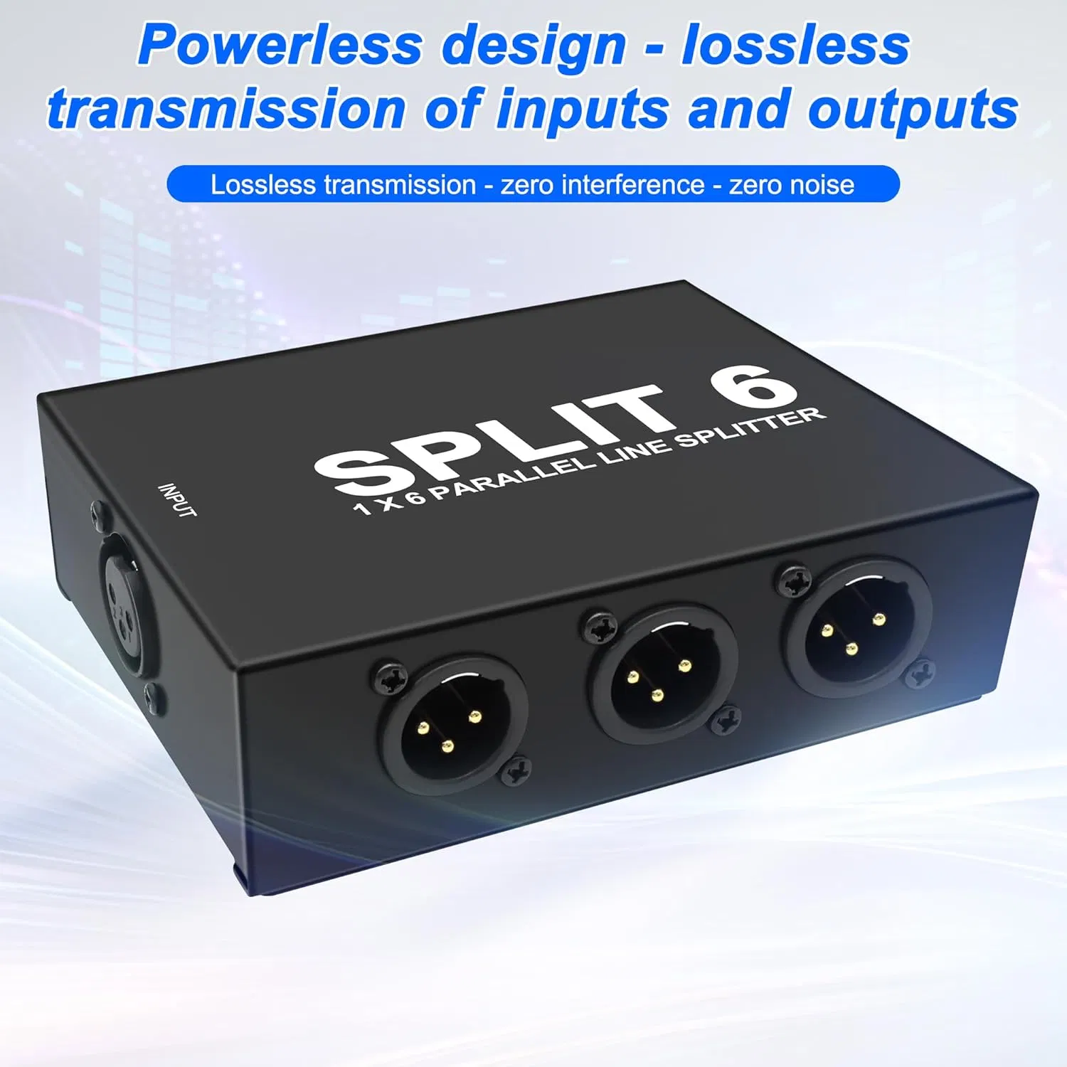 Passive XLR 1-in-6-out Signal Splitter 6-in-1-out Noise Cancelling Mixer Audio Sound Cards for Stage Conference Lossless