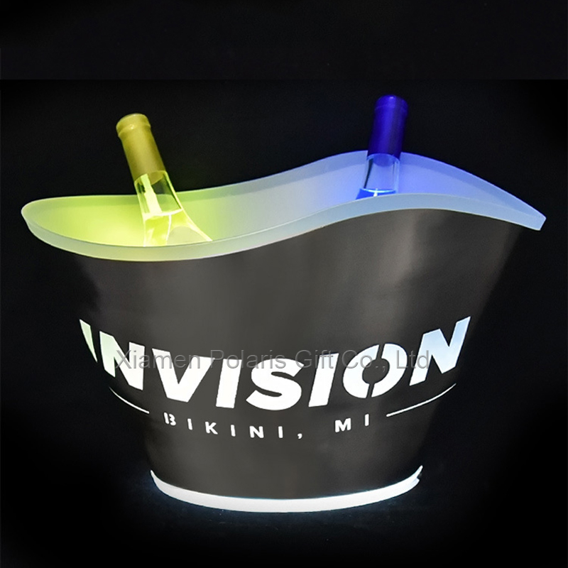 12L LED Light Stainless Steel Whisky Plastic Ice Bucket for Champagne Wine Chiller