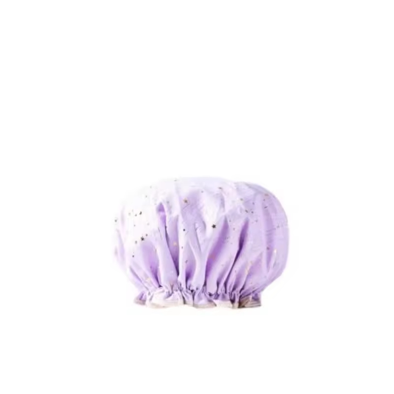 Hot Sale Star Pattern Double Layer Waterprooflightweight Material Durable Reusable Shower Cap