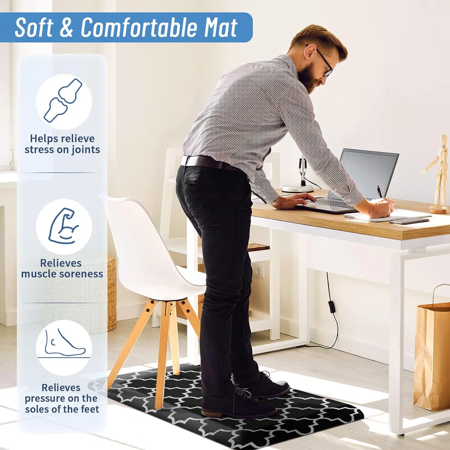 Premium Anti Fatigue Mats, Kitchen Mats for Standing Desk Waterproof Non-Slip Kitchen Rugs