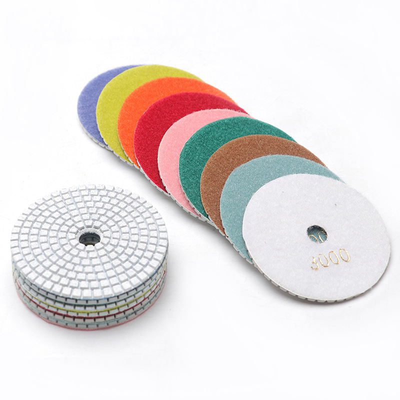 4 Inch Dry/Wet Diamond Polishing Pad Flexible Grinding Discs for Floor Granite Marble Concrete Stone Sanding Discs Grinding