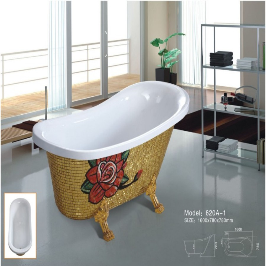 Easy to Clean Solid Surface Fast Draining Acrylic Bath Tub