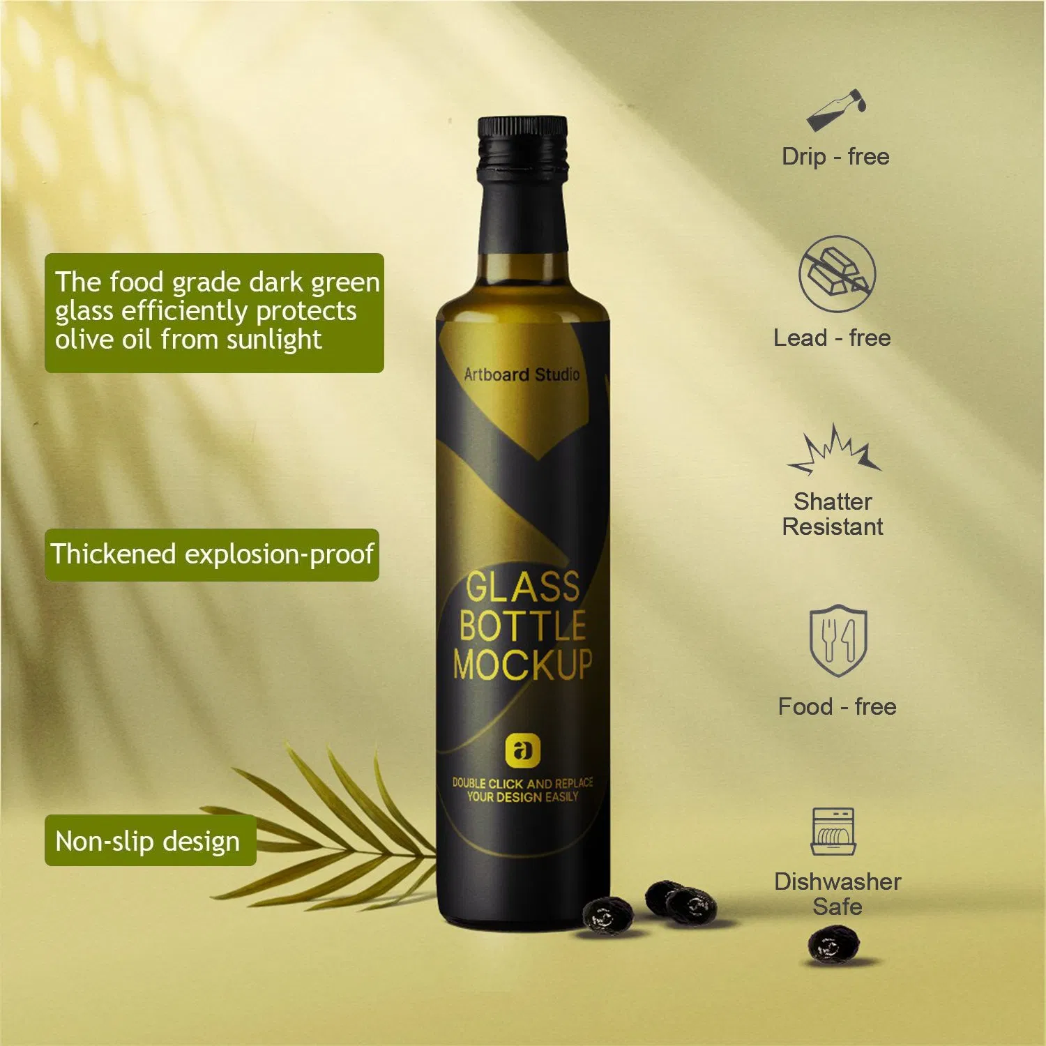 Recyclable 250ml 500ml Square Round Glass Olive Oil Bottles for Olive Oil