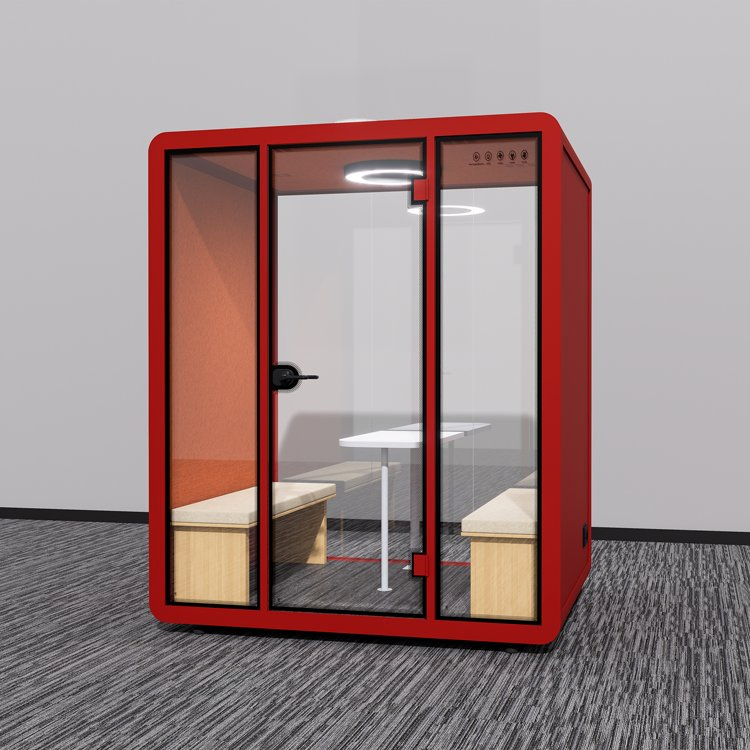 Modular Soundproof Conference Room with Adjustable LED Light for Office Building