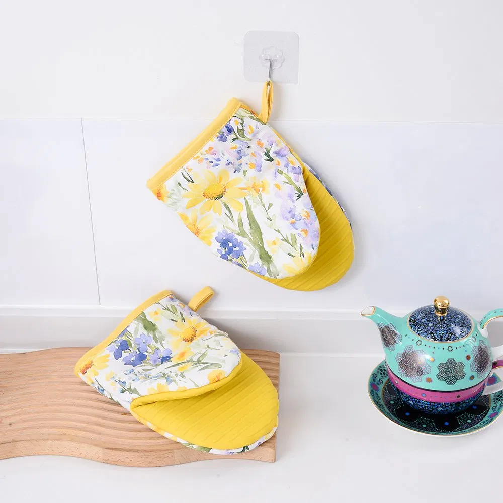 Factory Customized Yellow Flower Custom Kitchen Insulation Printing Silicone Mitt