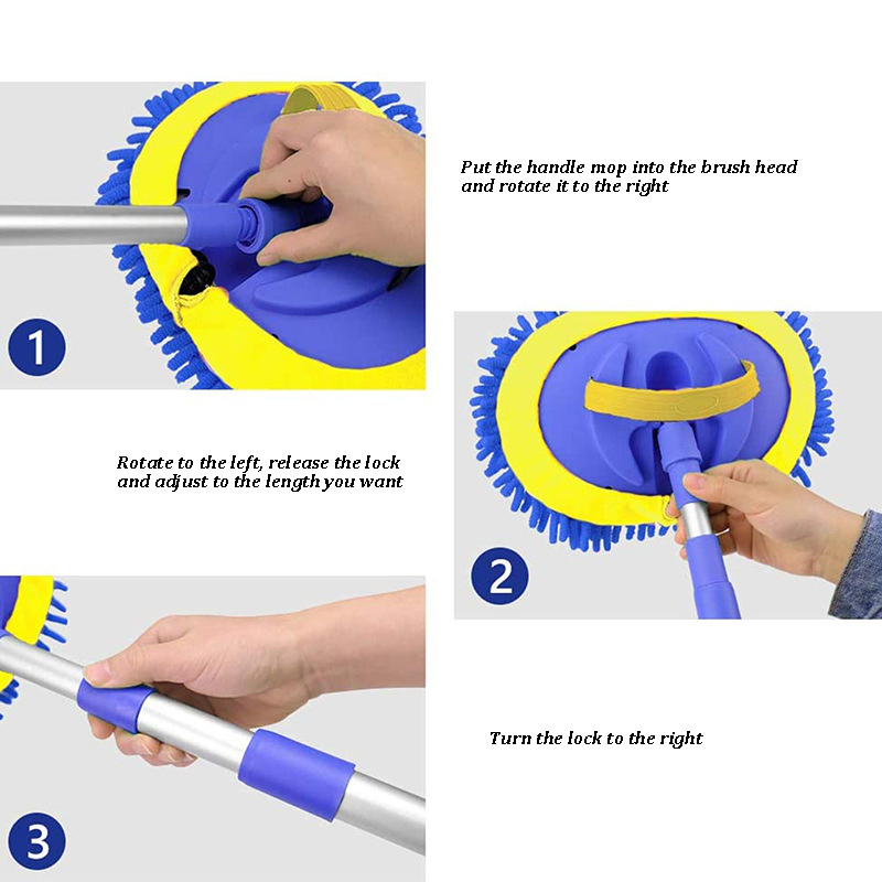Telescopic Adjustable Rotating Microfiber Car Wash Mop