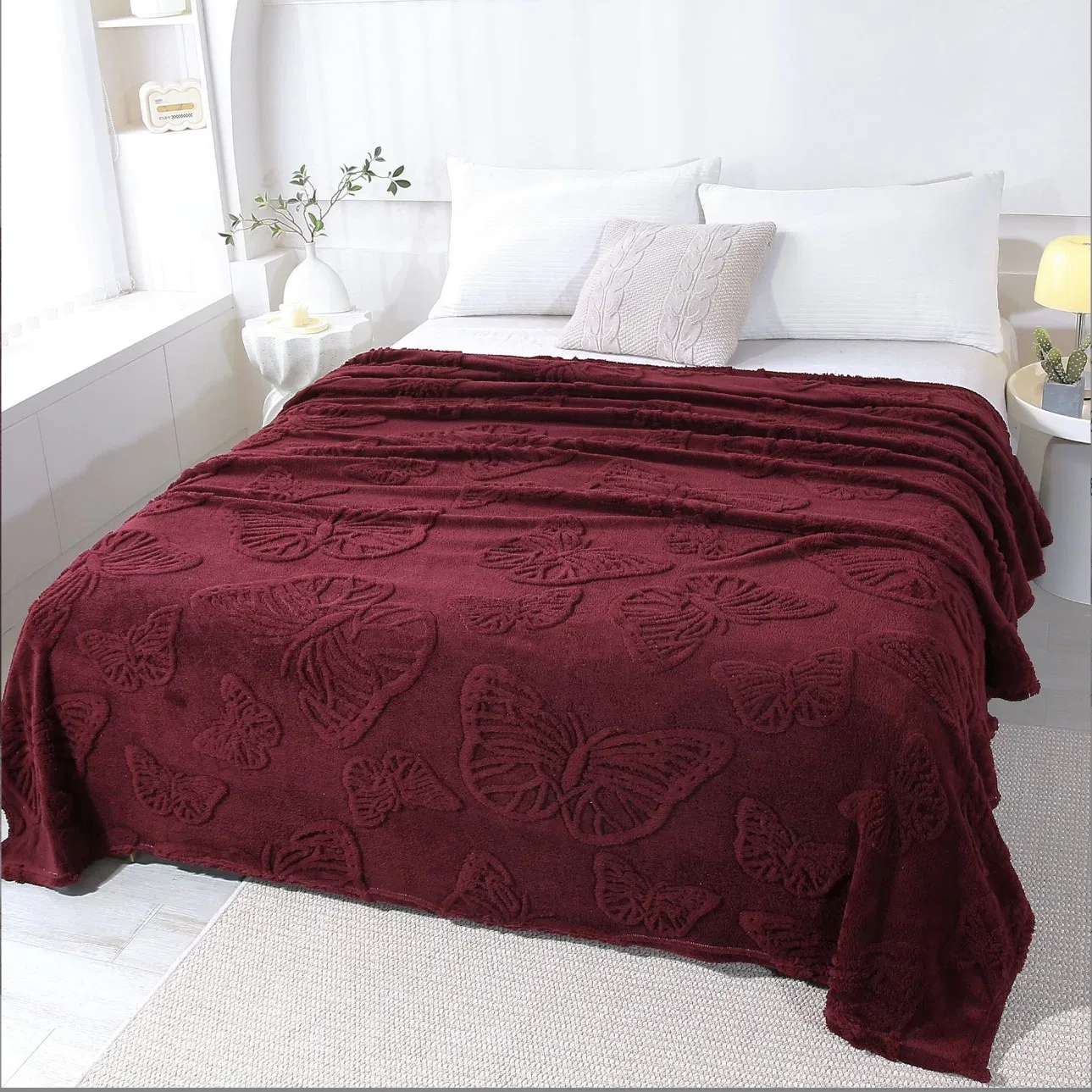 Wholesale 100% Polyester Flannel Blanket Butterfly Pattern Fleece Blanket