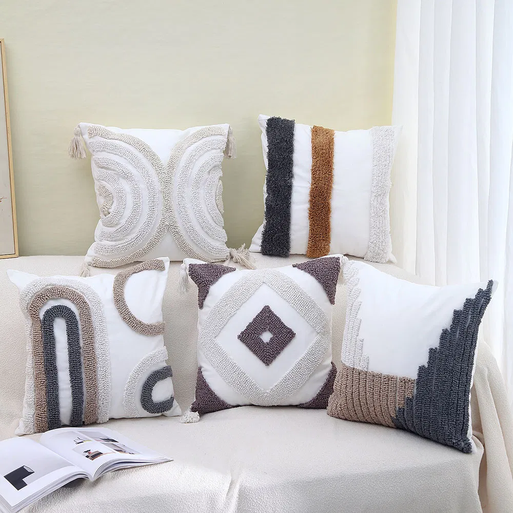 Bohemian Simple Modern Polyester-Cotton Living Room Bedside Sofa Office Cars Tassels Headboard Cushion Pillows