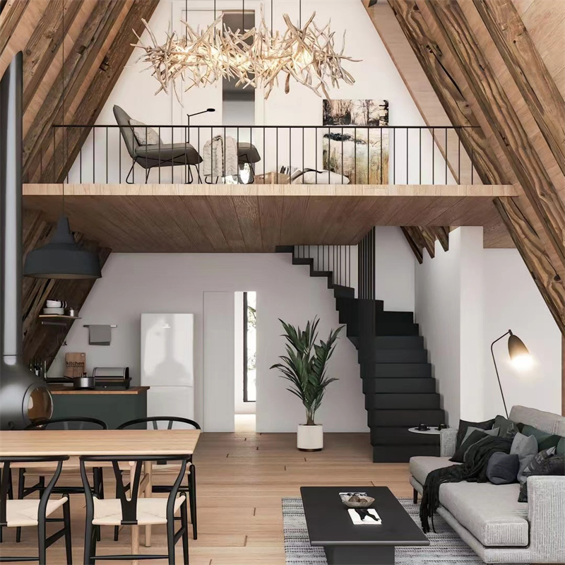 Steel Prefabricated a-Frame Tiny Home of Steel Structural Building with 2 Bedrooms