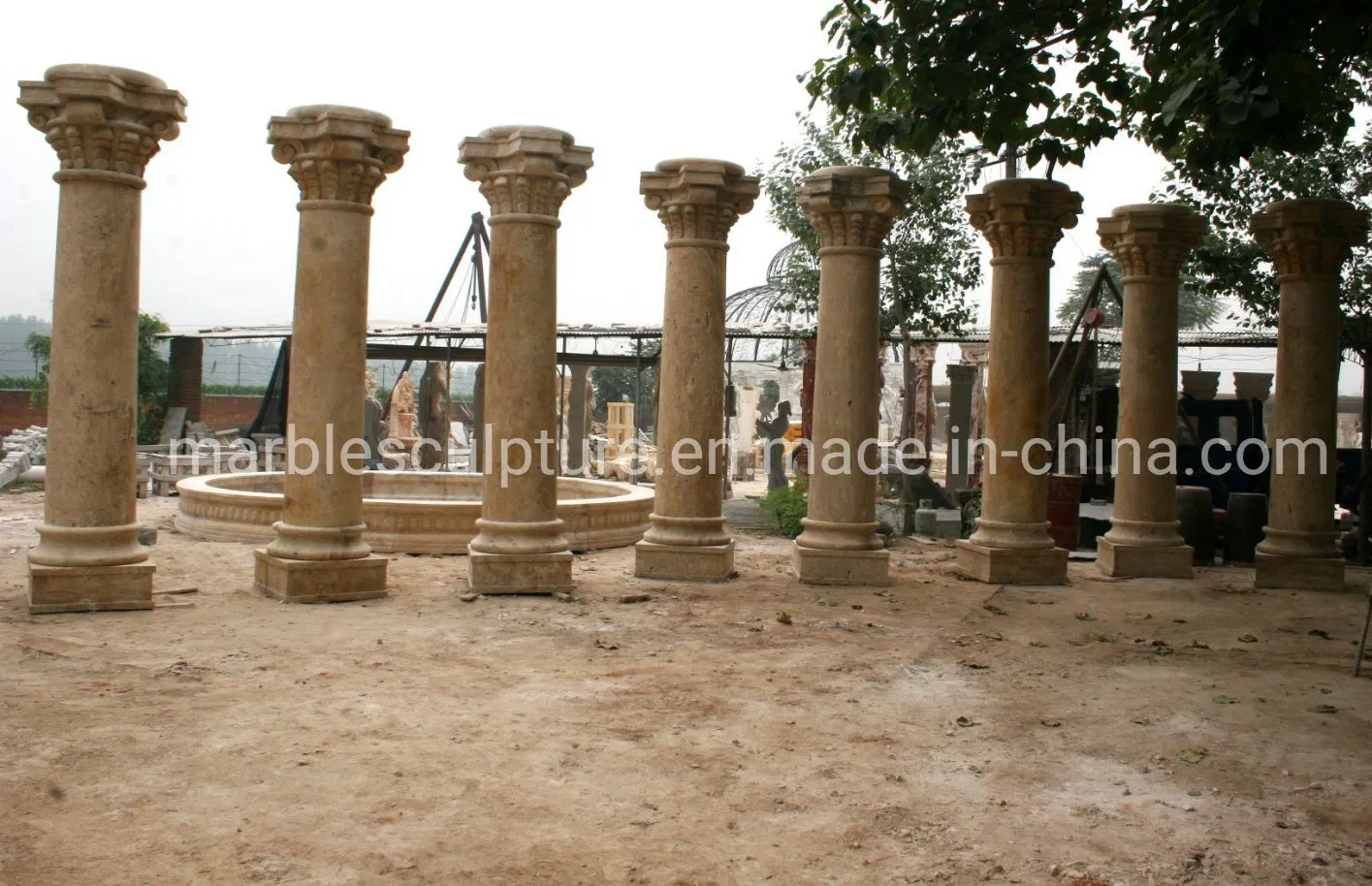 Gold Stone Sculpture Marble Column (SY-C014)