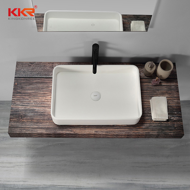 Modern Lavatory Resin Stone Bathroom Sink and Countertop Sink