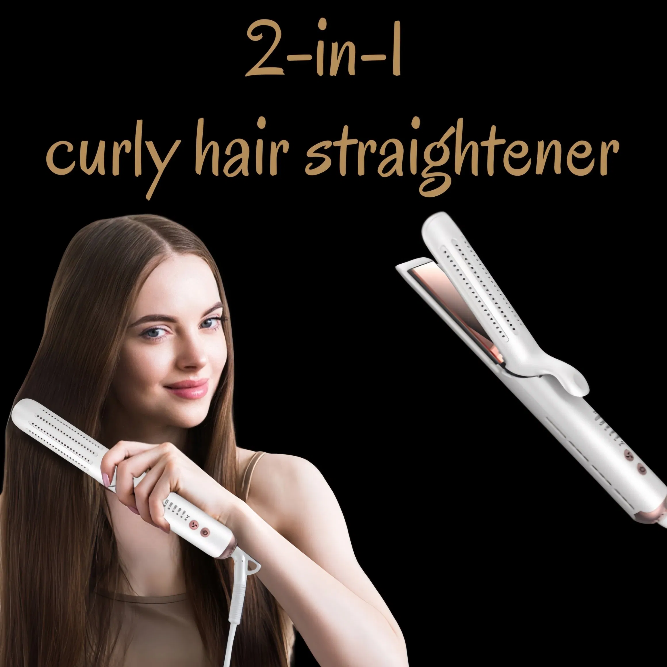 Salon-Grade 2-in-1 Flat Iron with Ai Temperature Control Professional Hair Straightener