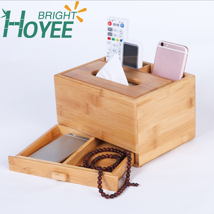 Eco-Friendly Multifunction Desktop Organizer Box Tissue Box with Drawers Pen Pencil Holder Phone Holder