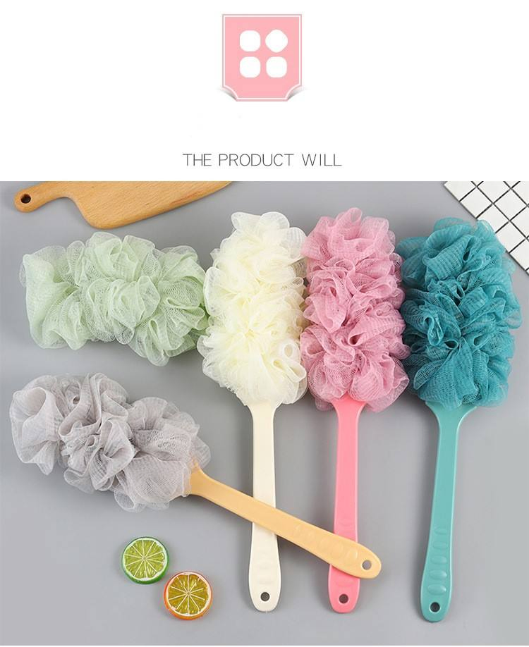 Hot Selling Bath Loofahs Body Soft Mesh Sponge Colorful Economical Long Handle Bath Sponge