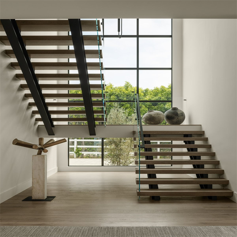 Refined Elegance Modern Design Custom Made Steel Straight Staircase