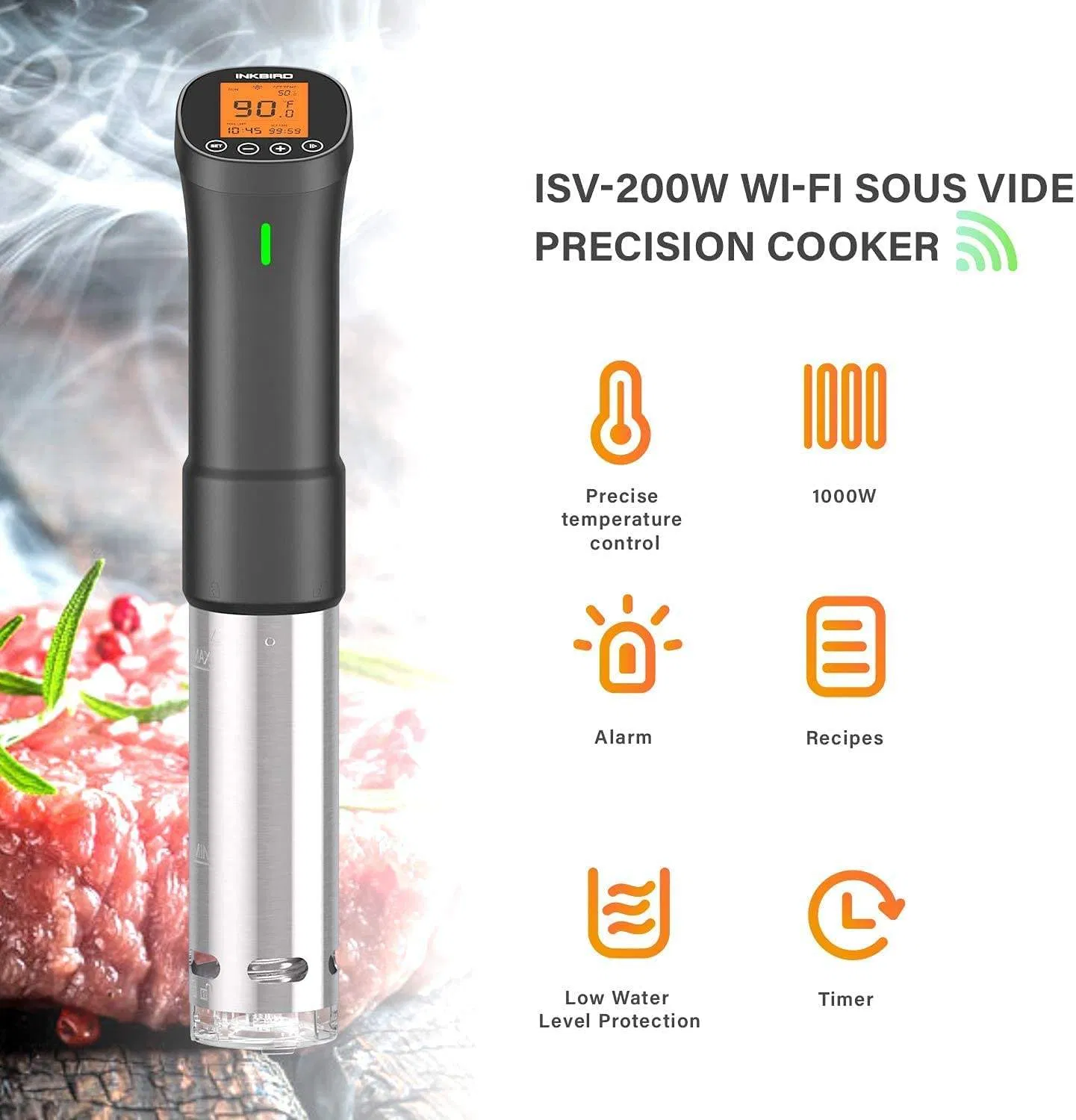 Inkbird Isv-200W 1000W Remote WiFi Control Immersion Circulator Slow Sous Vide