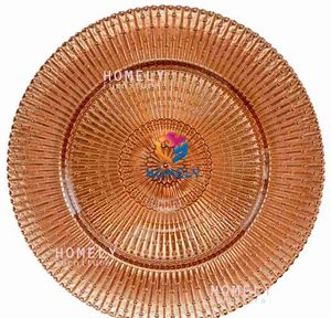 Gold Rose Pattern Charger Glass Plates