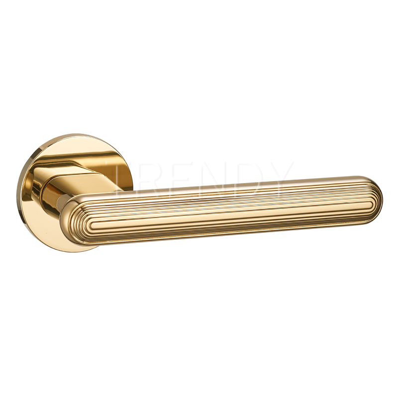 Wenzhou Factory PVD Gold Handle Hardware Interior Wooden Door Lock Zinc Alloy Lever Door Handles (Z6240-ZR33)