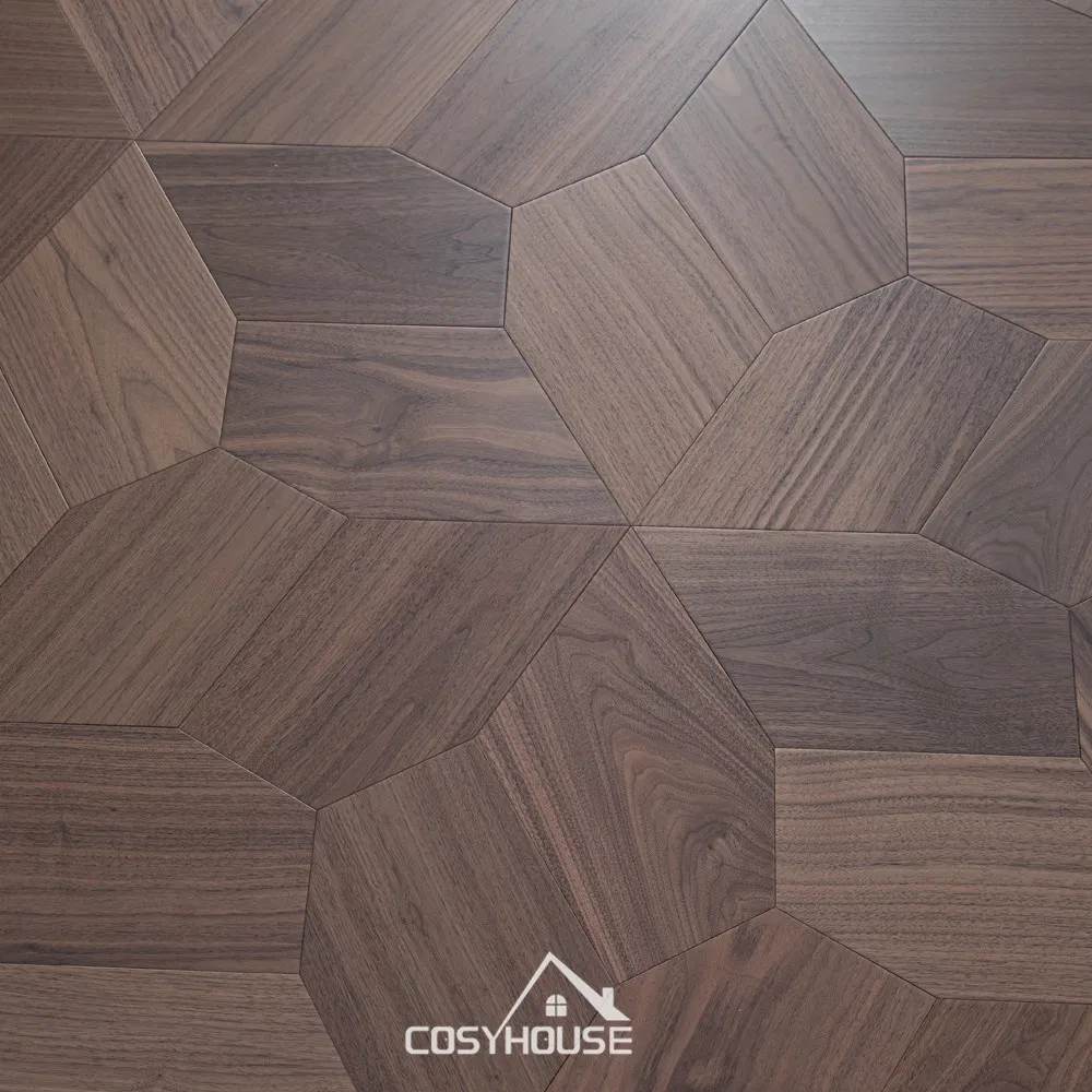 Contemporary Walnut Parquet Engineered Wood Flooring for Upscale Apartments