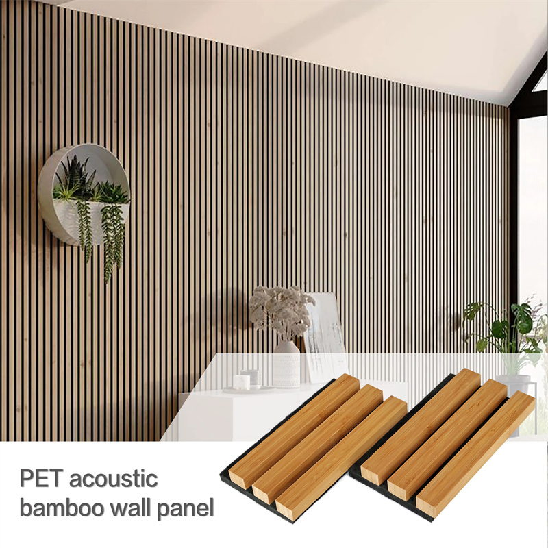 Pet Acoustic Booboo Ceiling Panel Board Flame Retardant Acoustic Bamboo Slat Panel
