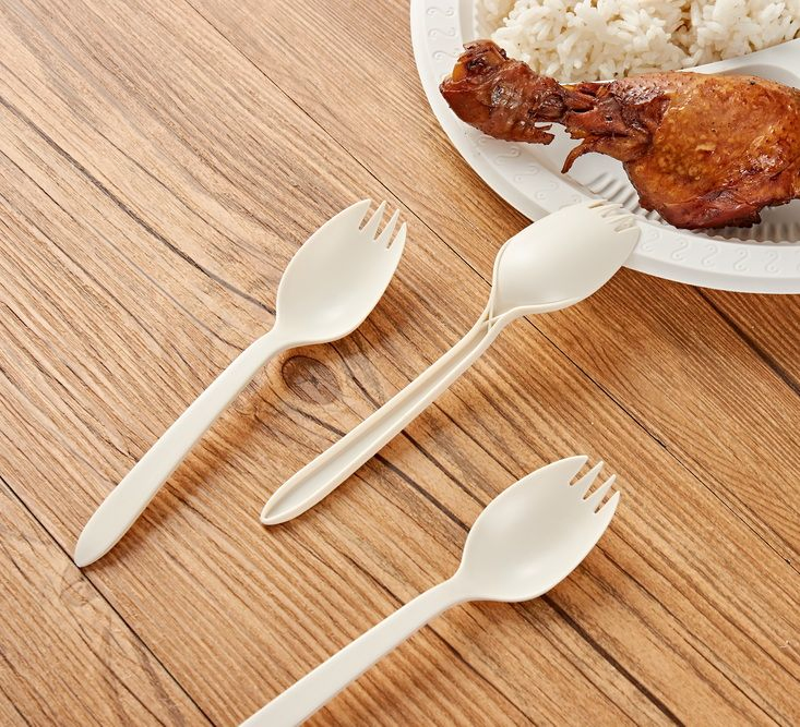 Party Cake Baking Biodegradable Cutlery Eco Friendly Disposable Spork Fork and Spoon Tableware