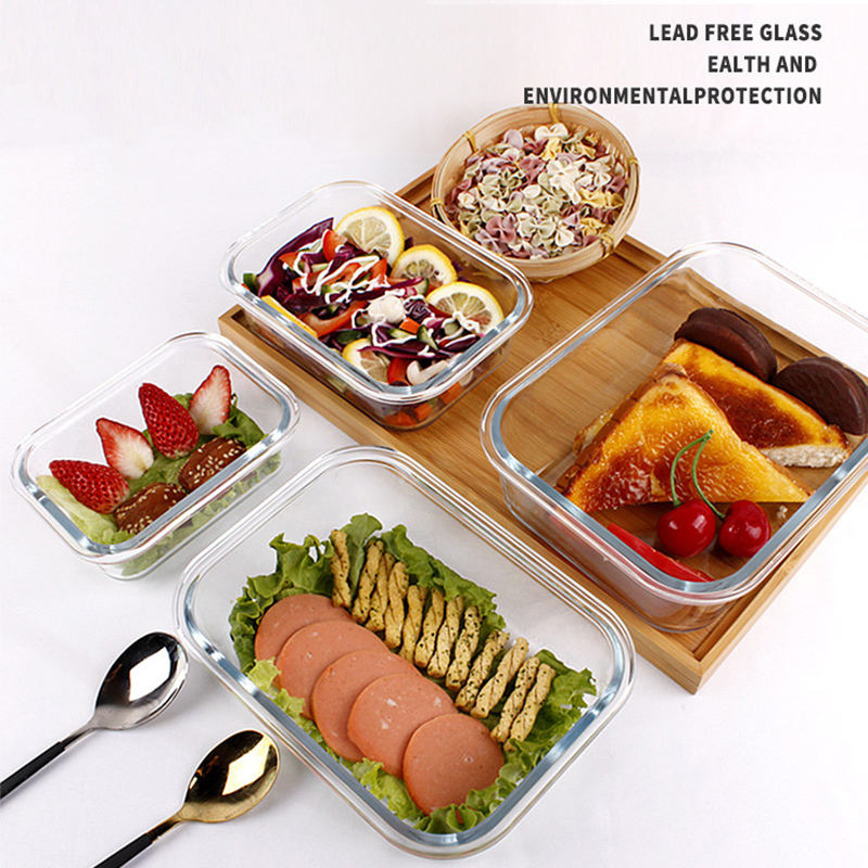Custom Glass Food Storage Container Set with Stoma Plastic Lid