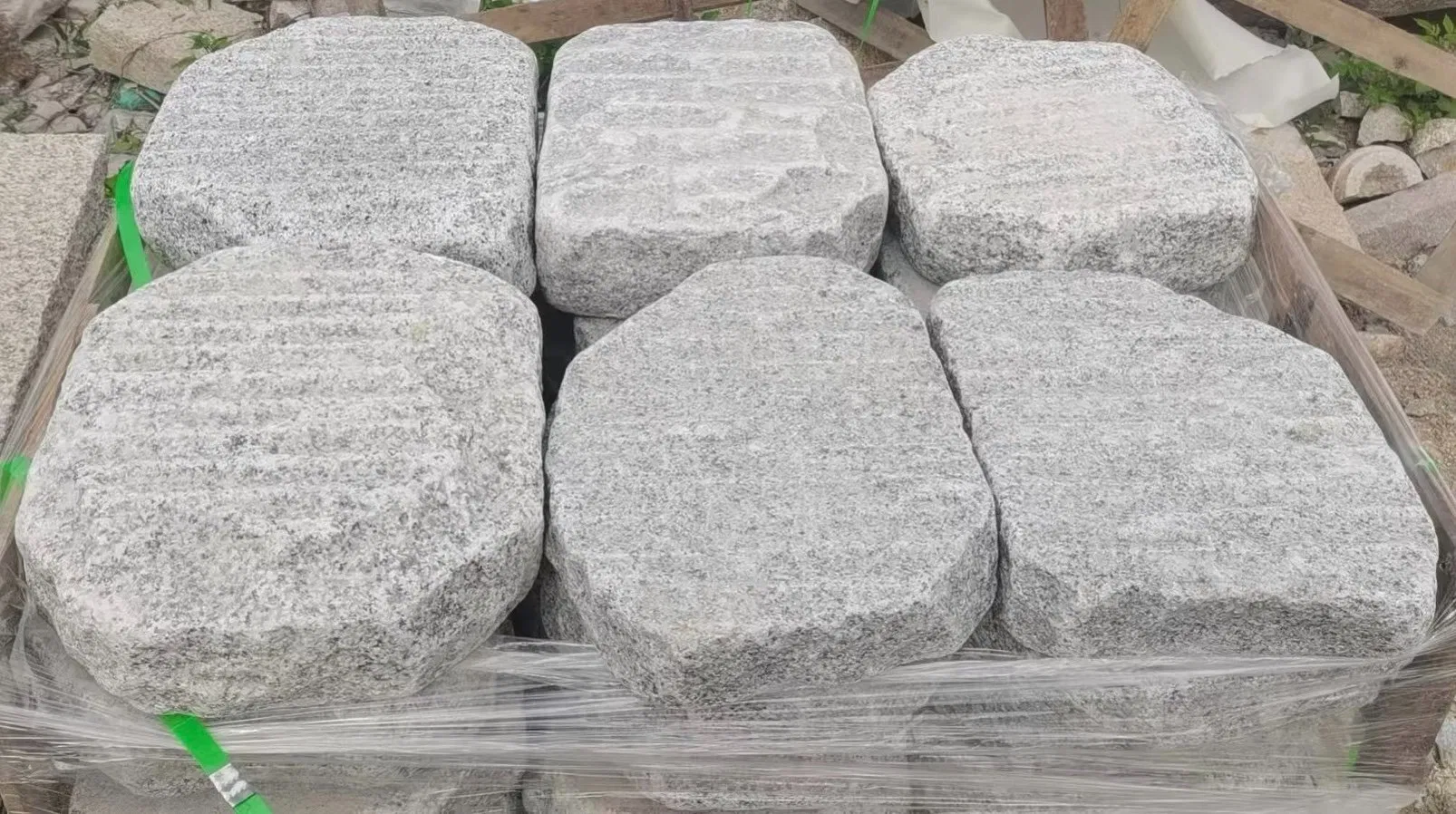 Natural Stone Grey Tumbled Granite Pavers for garden/outdoor/outside landscape/floor/wall/pool tiles/slabs