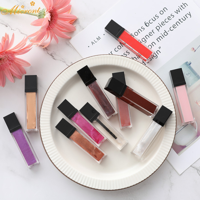 Private Logo Pearlescent 21 Colors Non-Stick Cup Waterproof Lip Gloss Metal Lipgloss