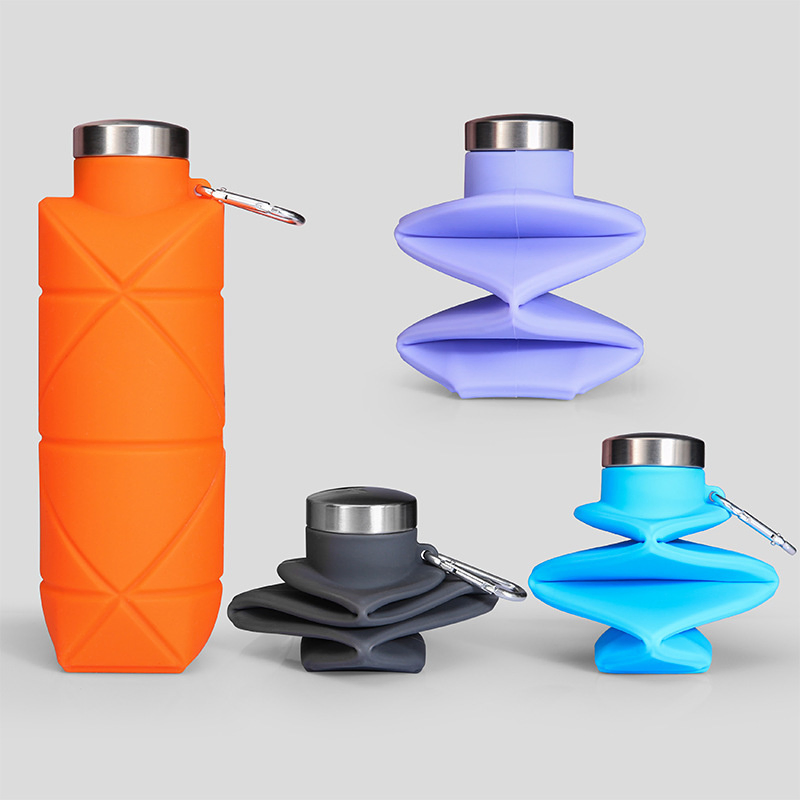 Collapsible 700ml Water Bottles Silicone Foldable Travel Sport Water Bottle Cup for Gym Camping Hiking