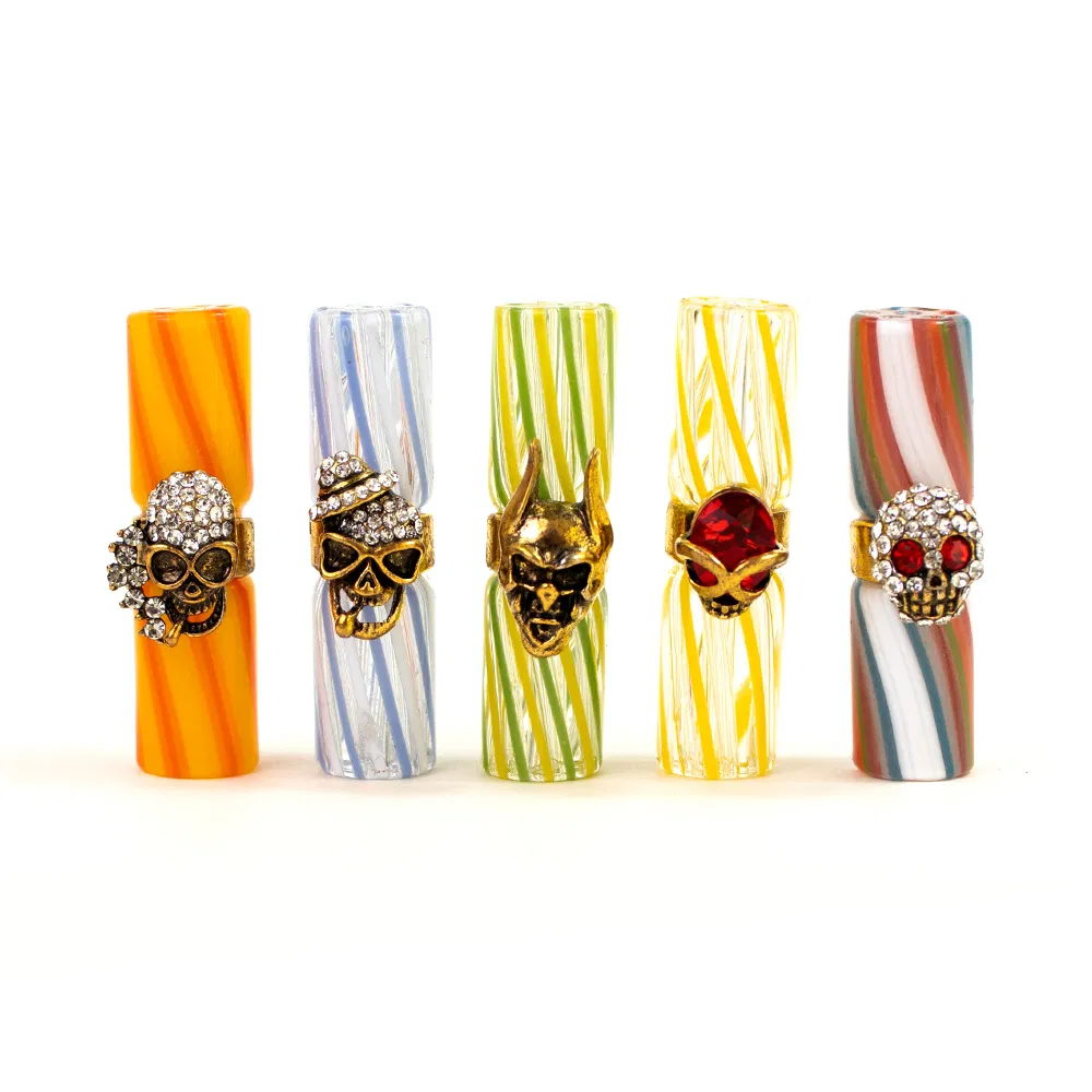Stock Design Glass Filter Tips with Skull Pre Roll for Joint