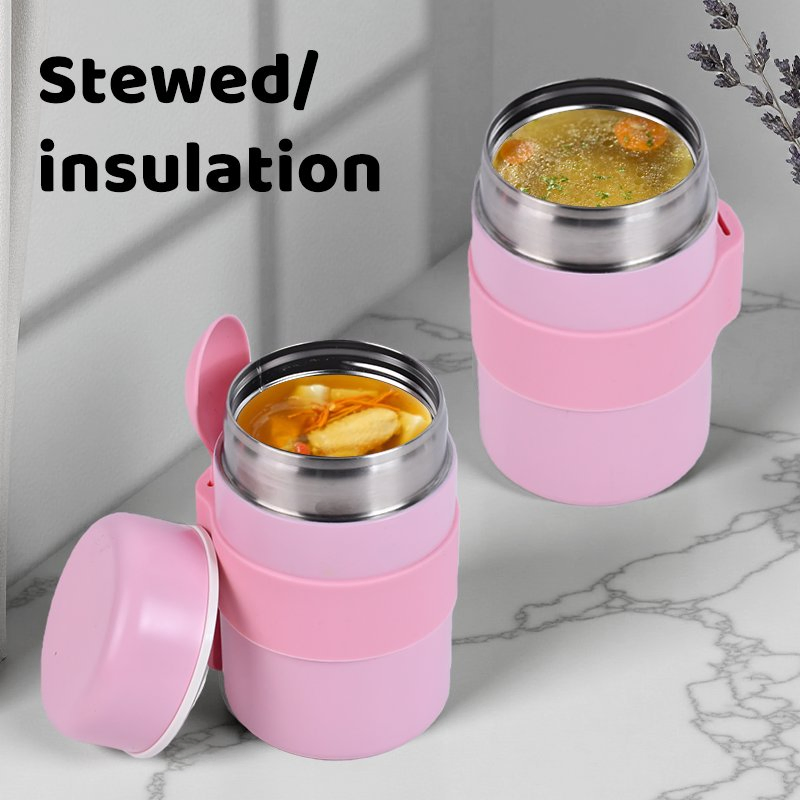 400ml BPA - Free Portable Insulated Food Jar with Built-in Spoon and Cool-Touch Outer Shell